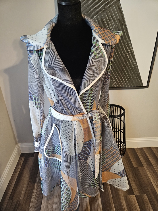 Lightweight Patterned Women's Duster Jacket - Yellow Accent - Picture 5 of 6